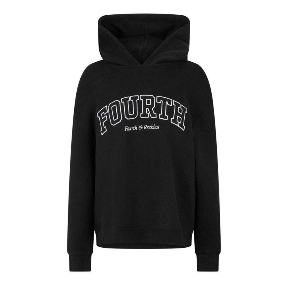 4th & Reckless Womens/Ladies Cara Lettering Relaxed Fit Hoodie / Black